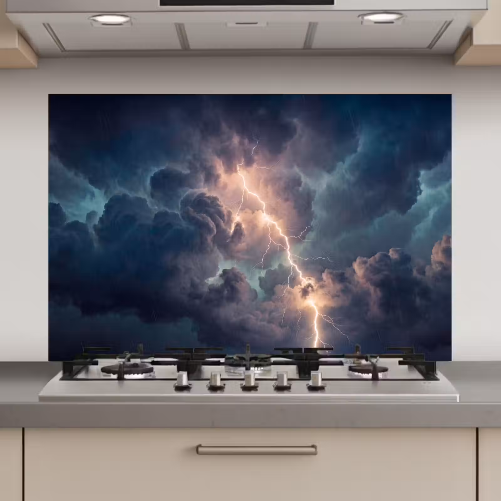 Spatscherm keuken - Bliksem - Storm - Natuur - Donker — 1