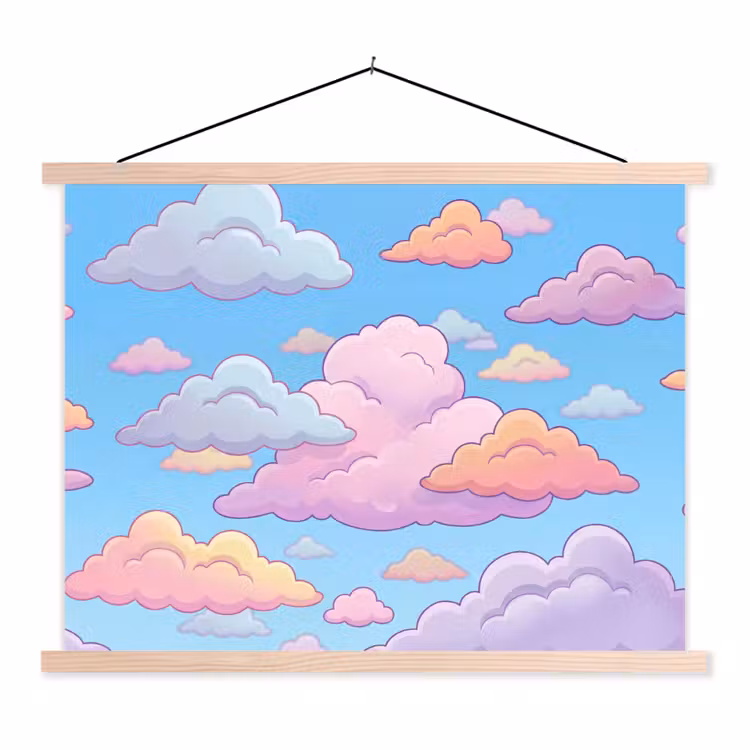 Schoolplaat - Wolk - Lucht - Natuur - Illustratie - Pastel — 1