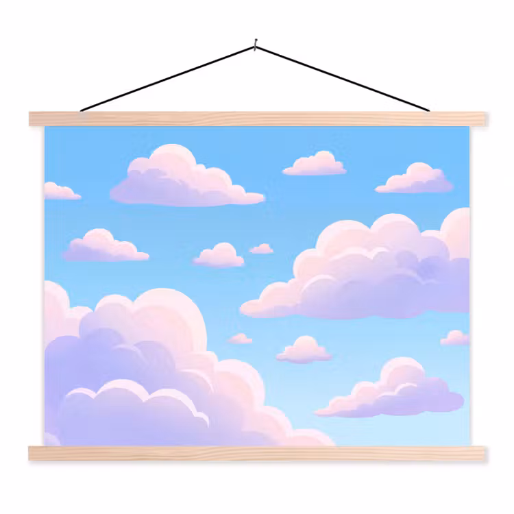 Schoolplaat - Wolken - Roze - Blauw - Natuur - Modern — 1
