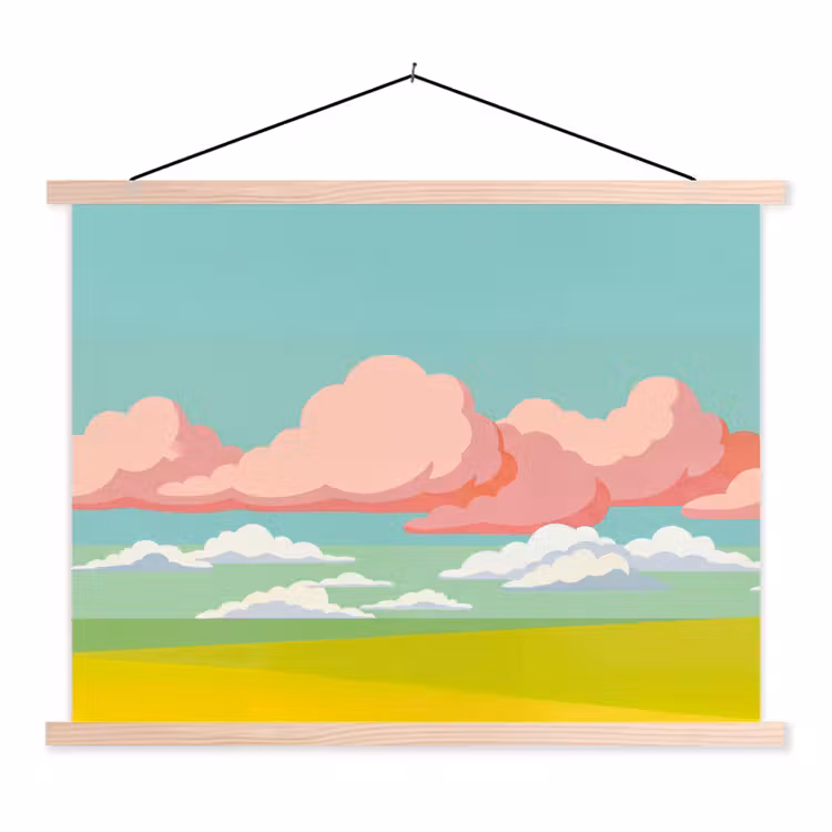 Schoolplaat - Wolken - Roze - Natuur - Modern - Pastel — 1