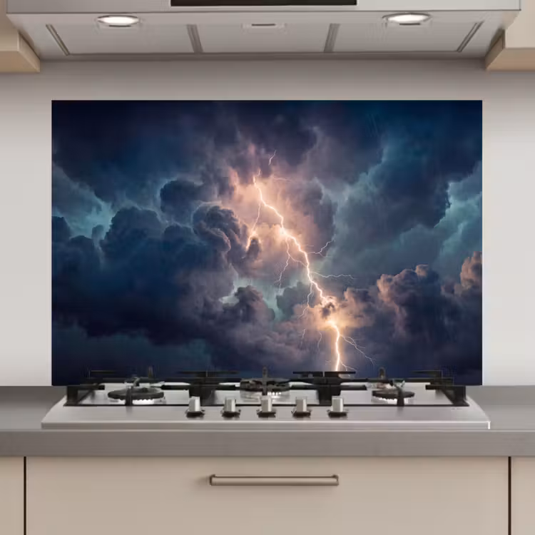 Spatscherm keuken - Bliksem - Storm - Natuur - Donker — 1
