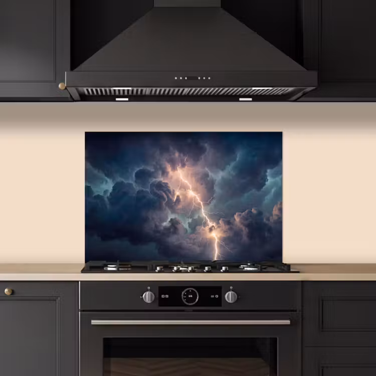 Spatscherm keuken - Bliksem - Storm - Natuur - Donker — 2