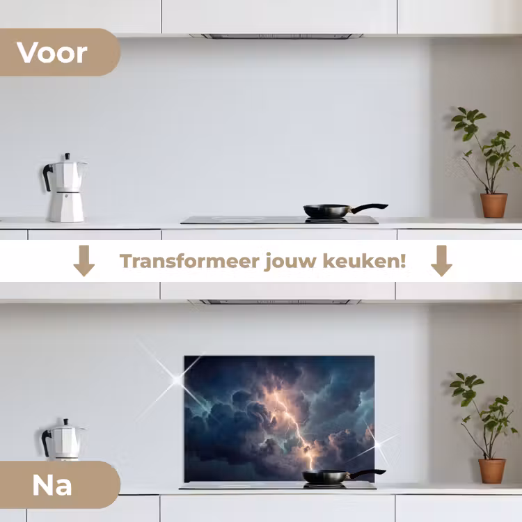 Spatscherm keuken - Bliksem - Storm - Natuur - Donker — 3