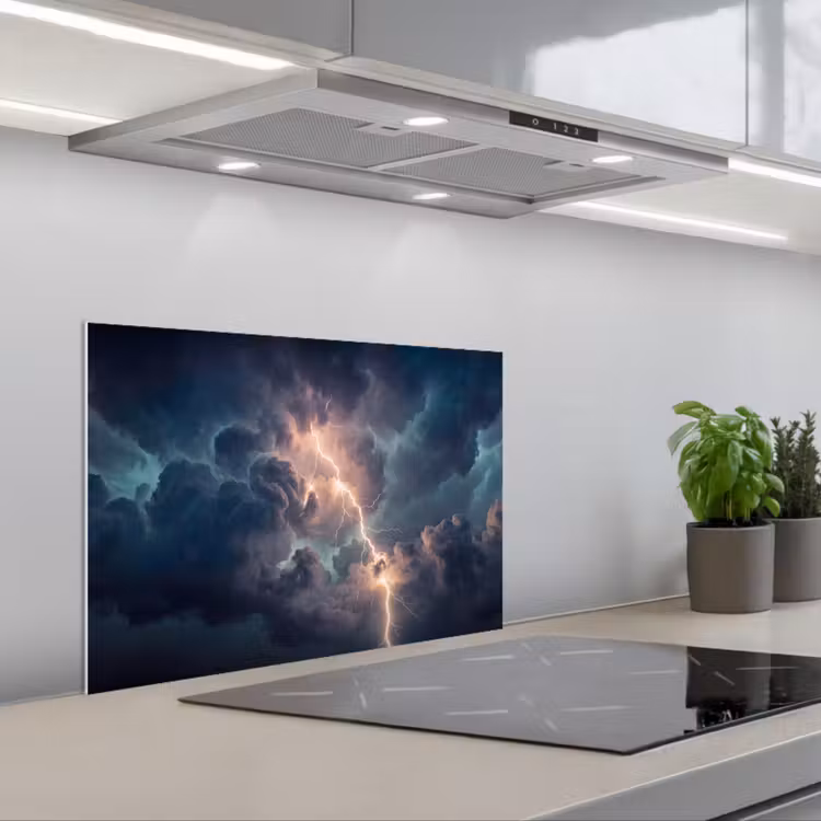 Spatscherm keuken - Bliksem - Storm - Natuur - Donker — 5