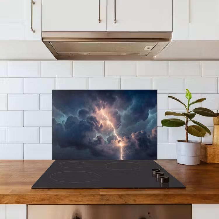 Spatscherm keuken - Bliksem - Storm - Natuur - Donker — 6
