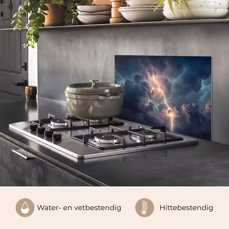 Spatscherm keuken - Bliksem - Storm - Natuur - Donker — 7