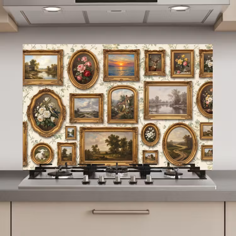 Spatscherm keuken - Bloemen - Roze - Stilleven - Klassiek — 1
