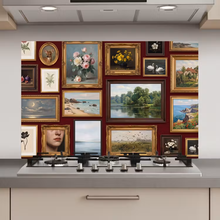 Spatscherm keuken - Bloemen - Vaas - Klassiek - Kunst - Rood — 1