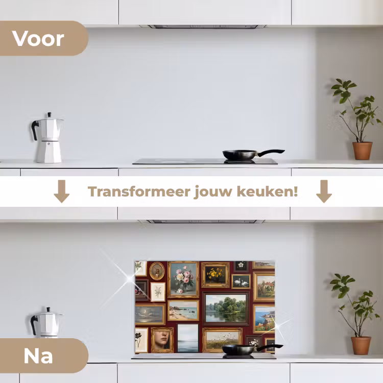 Spatscherm keuken - Bloemen - Vaas - Klassiek - Kunst - Rood — 3