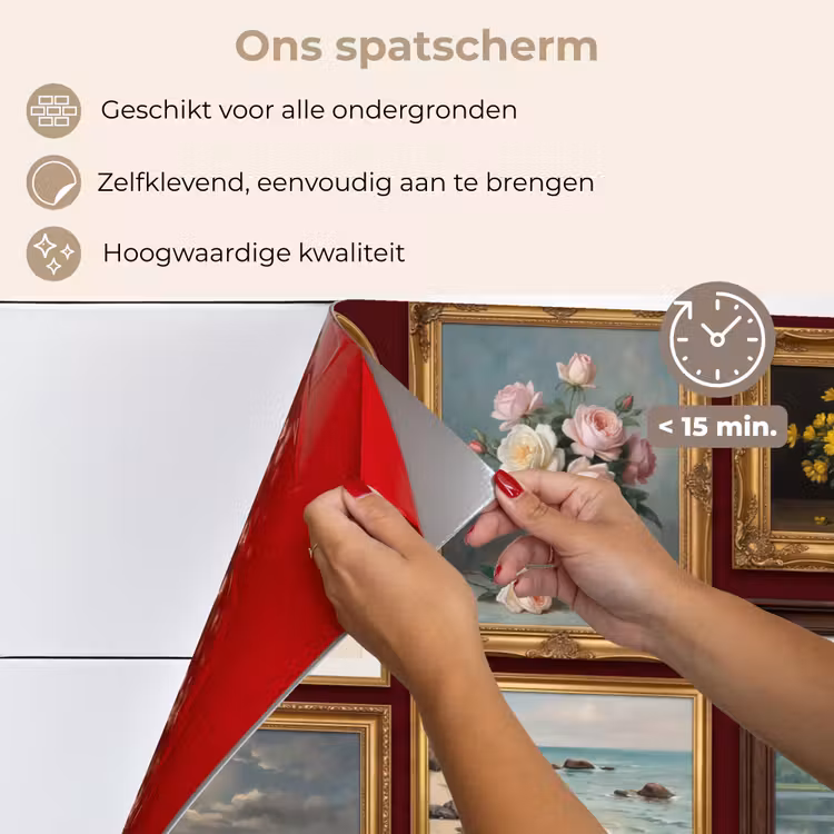 Spatscherm keuken - Bloemen - Vaas - Klassiek - Kunst - Rood — 4