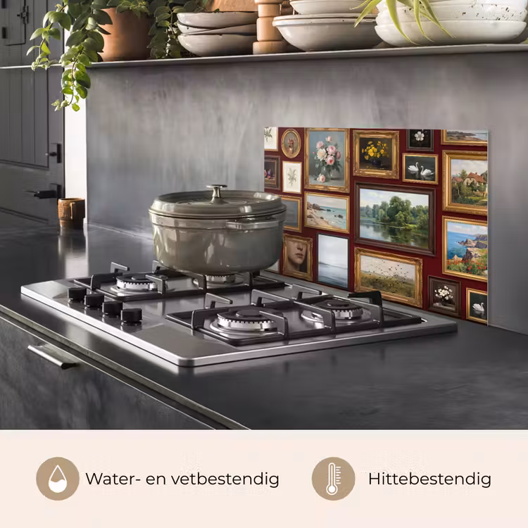 Spatscherm keuken - Bloemen - Vaas - Klassiek - Kunst - Rood — 7