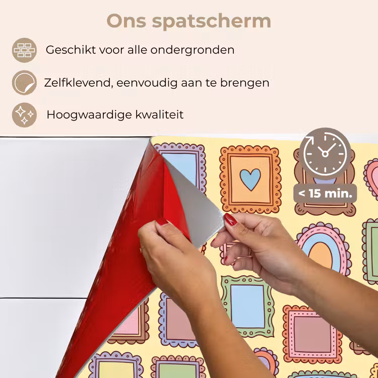 Spatscherm keuken - Lijst - Patroon - Hart - Speels - Kleurrijk — 4