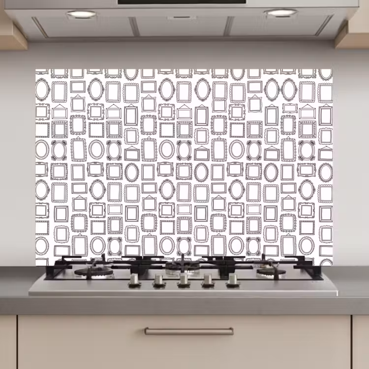 Spatscherm keuken - Lijsten - Patroon - Decoratie - Schets - Zwart-wit — 1