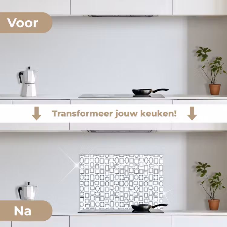 Spatscherm keuken - Lijsten - Patroon - Decoratie - Schets - Zwart-wit — 3