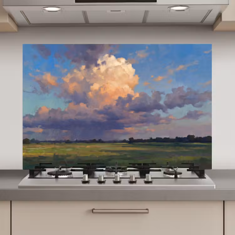 Spatscherm keuken - Lucht - Wolken - Landschap - Modern - Oranje — 1