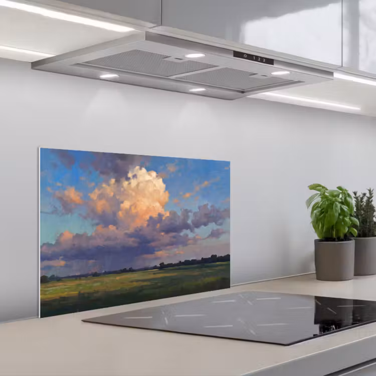 Spatscherm keuken - Lucht - Wolken - Landschap - Modern - Oranje — 5
