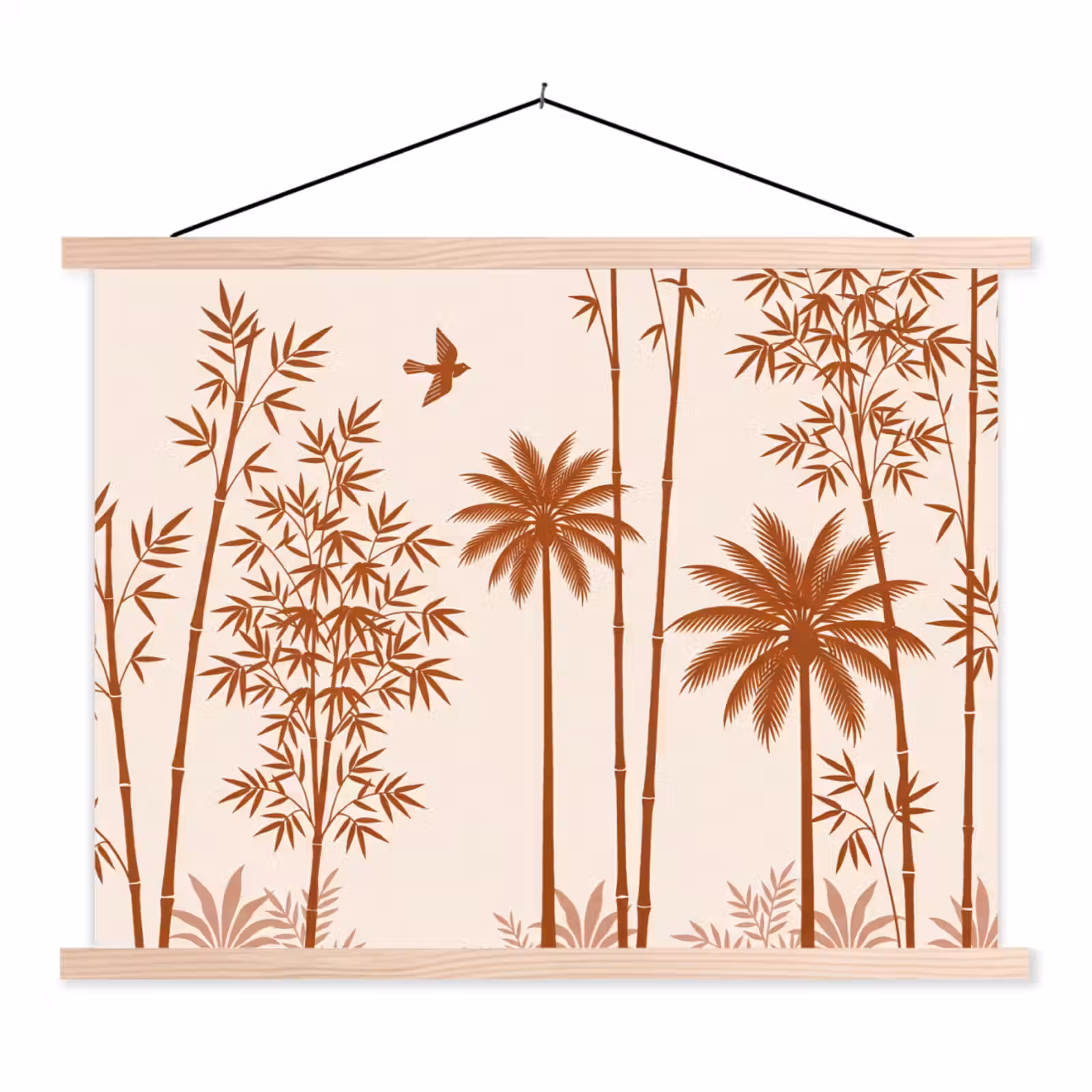 Schoolplaat - Vogel - Boom - Tropisch - Minimalistisch - Bruin — 1