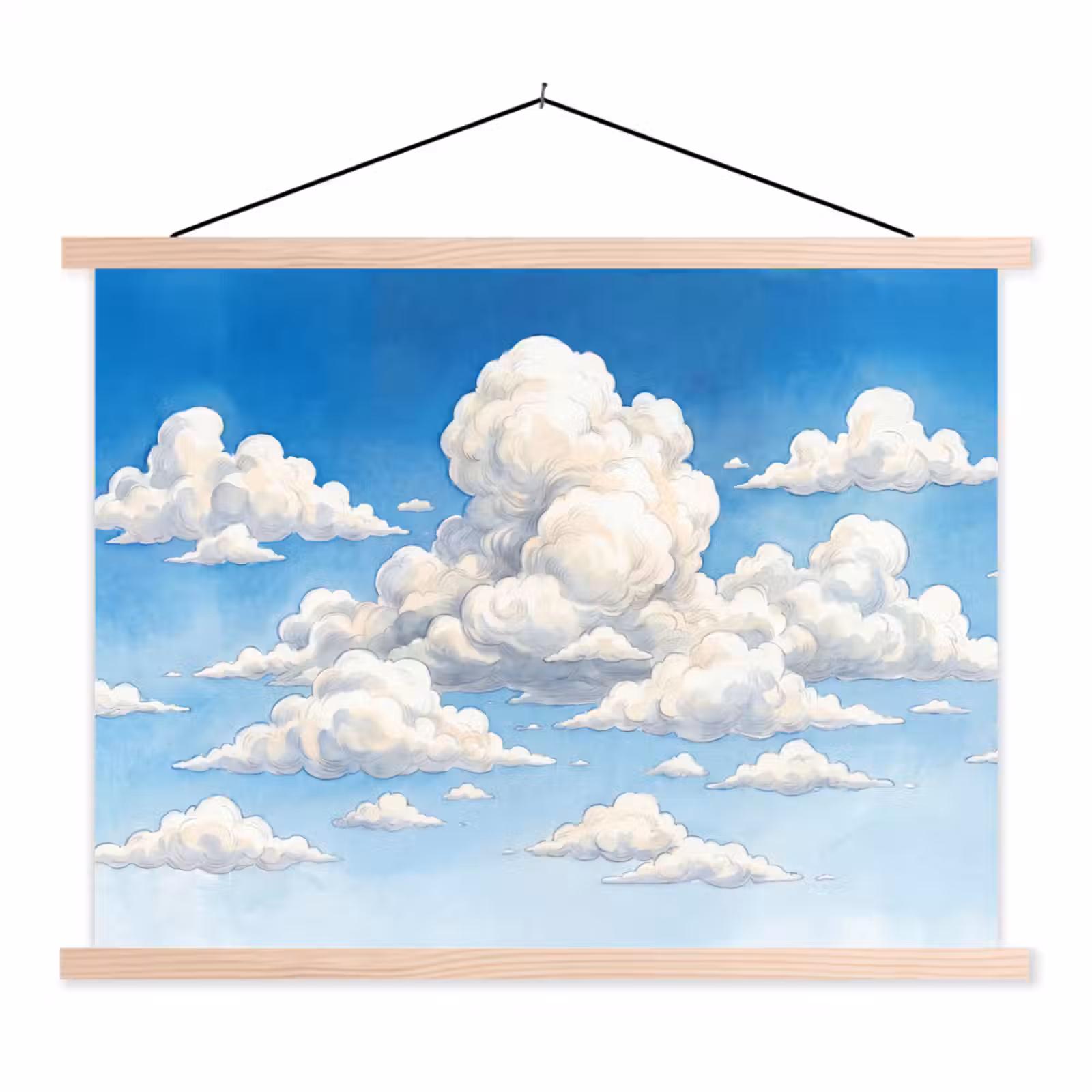 Schoolplaat - Wolken - Blauwe lucht - Natuur - Modern - Wit — 1