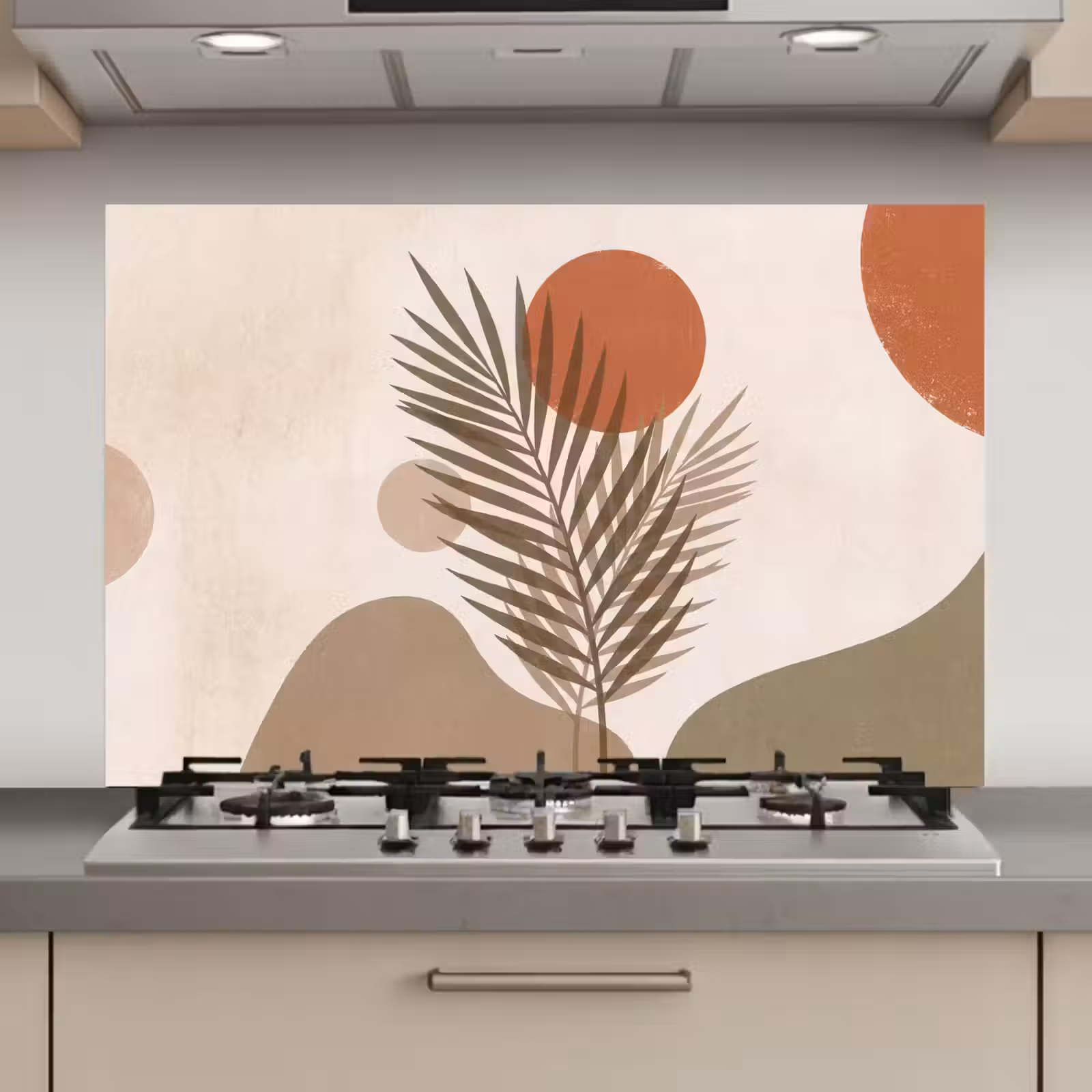 Spatscherm keuken - Planten - Bladeren - Abstract - Modern - Beige — 1