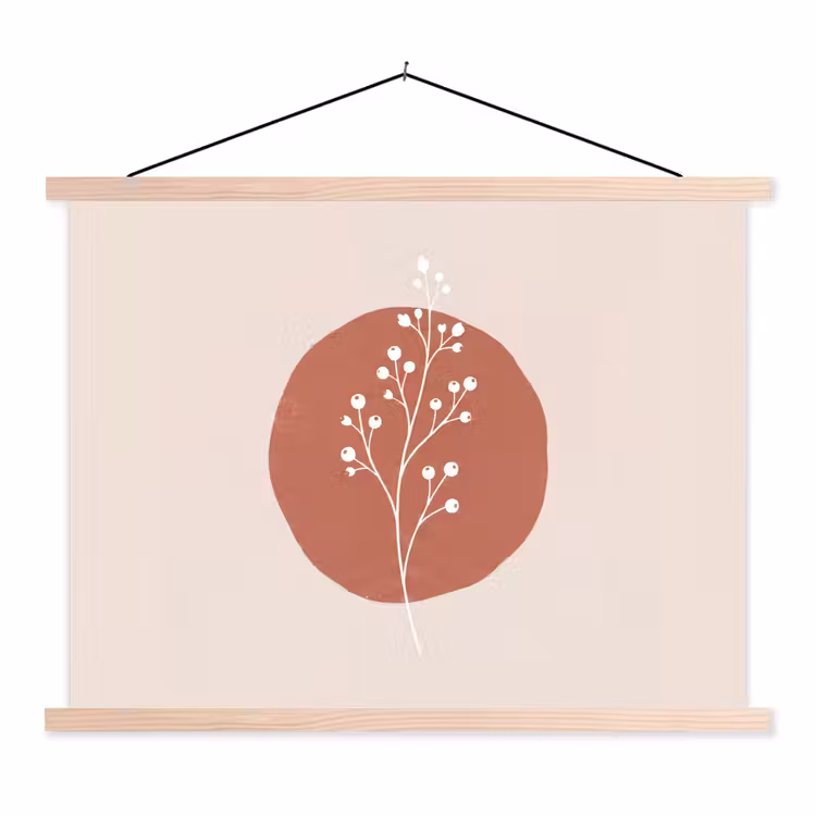 Schoolplaat - Plant - Tak - Abstract - Modern - Wit — 1