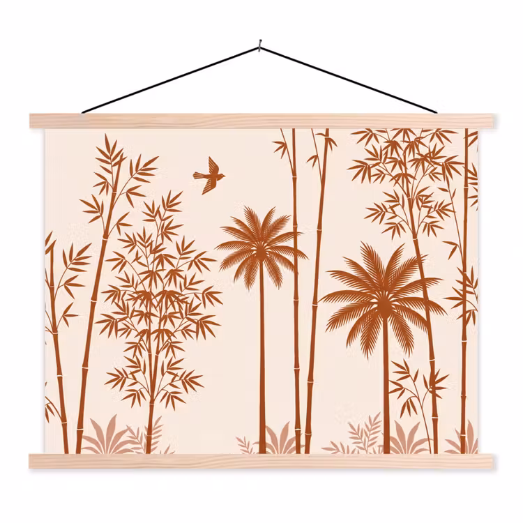 Schoolplaat - Vogel - Boom - Tropisch - Minimalistisch - Bruin — 1
