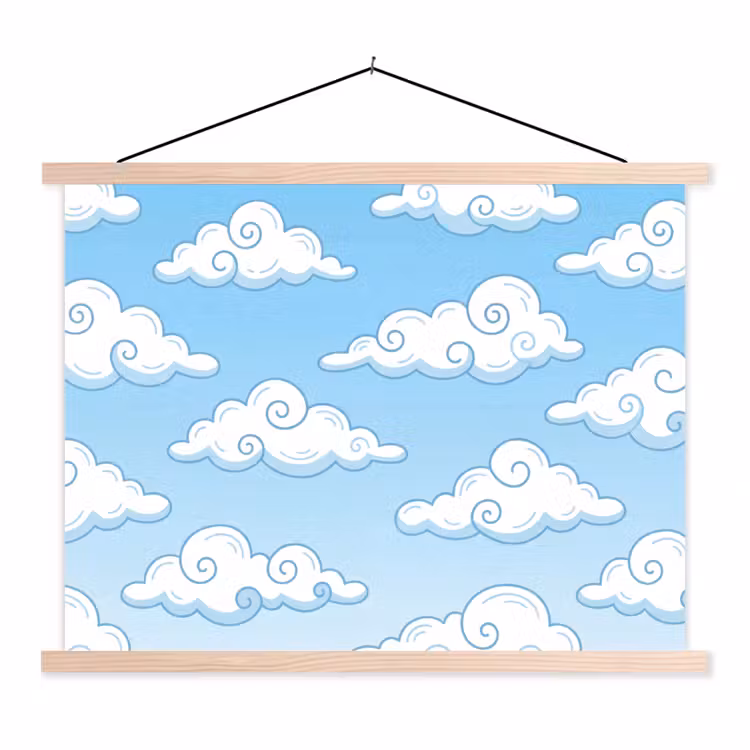Schoolplaat - Wolk - Lucht - Cartoon - Blauw - Wit — 1