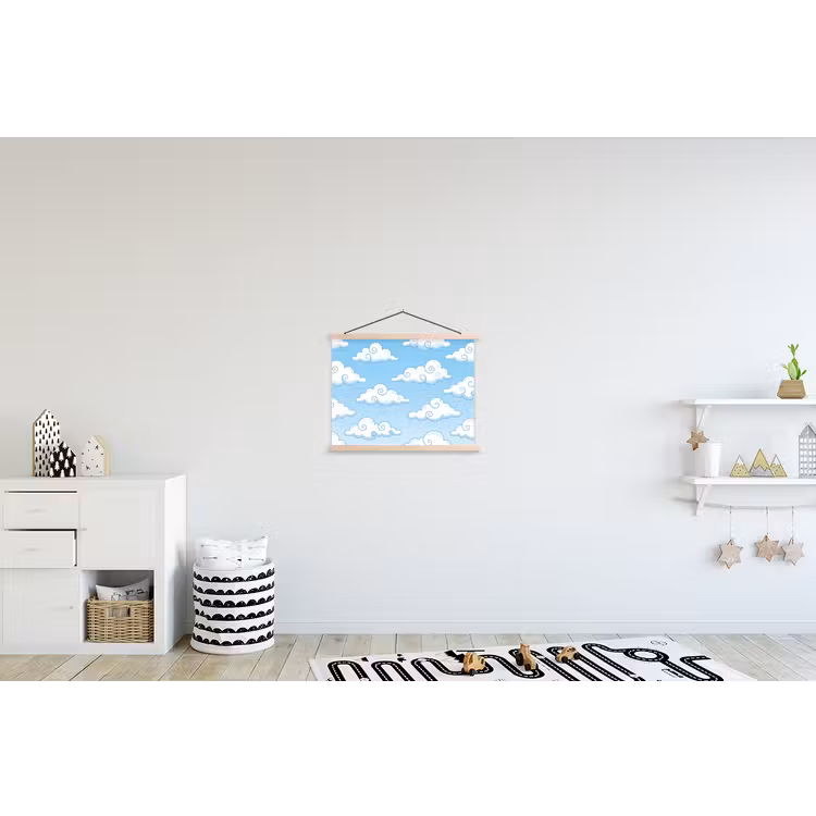 Schoolplaat - Wolk - Lucht - Cartoon - Blauw - Wit — 3