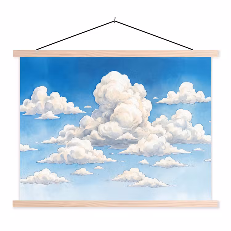 Schoolplaat - Wolken - Blauwe lucht - Natuur - Modern - Wit — 1