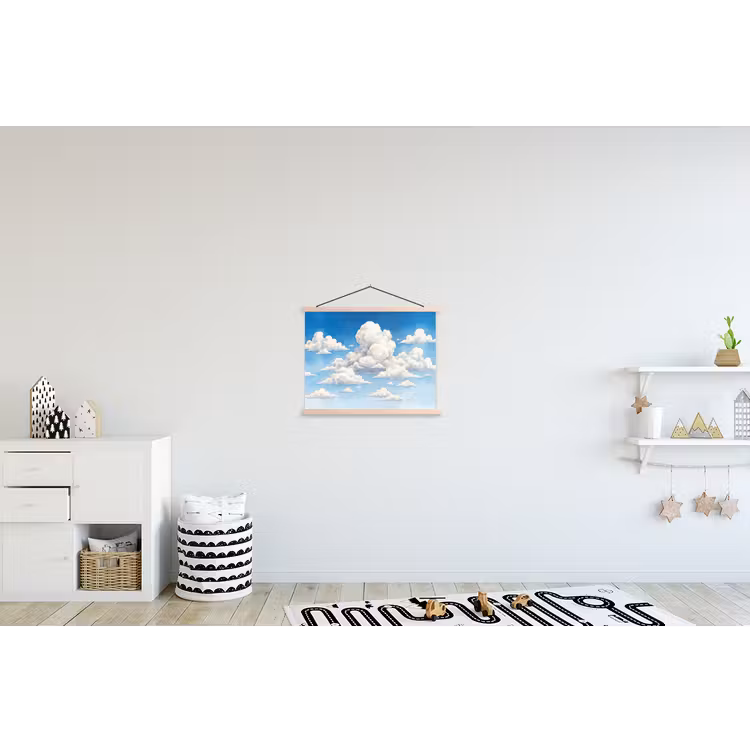 Schoolplaat - Wolken - Blauwe lucht - Natuur - Modern - Wit — 3