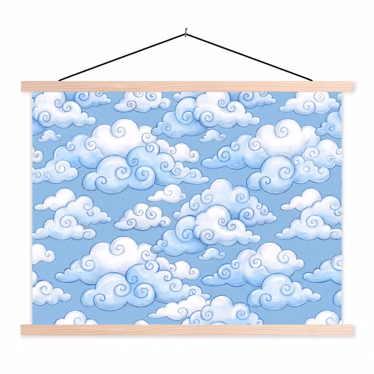 Schoolplaat - Wolken - Patroon - Hemel - Illustratie - Wit — 1