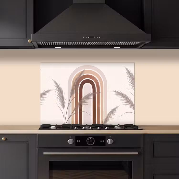 Spatscherm keuken - Abstract - Bogen - Plant - Boho - Beige — 2