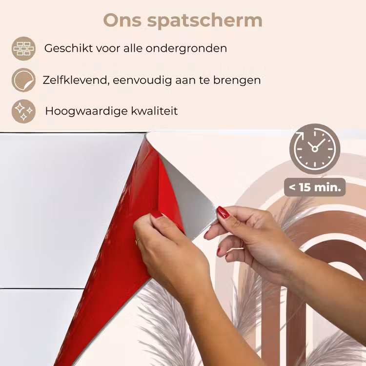 Spatscherm keuken - Abstract - Bogen - Plant - Boho - Beige — 4