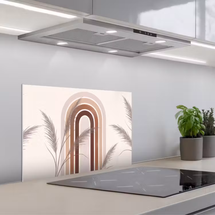 Spatscherm keuken - Abstract - Bogen - Plant - Boho - Beige — 5