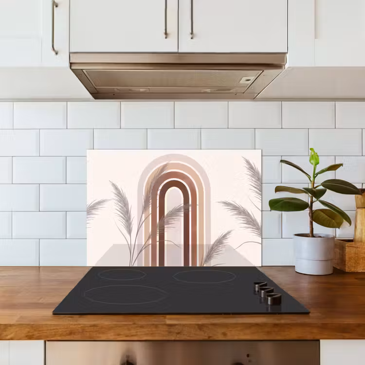 Spatscherm keuken - Abstract - Bogen - Plant - Boho - Beige — 6