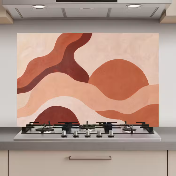 Spatscherm keuken - Abstract - Vormen - Organisch - Aardetinten - Modern — 1