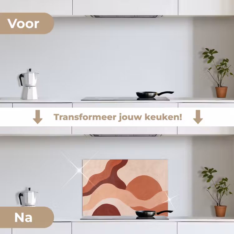 Spatscherm keuken - Abstract - Vormen - Organisch - Aardetinten - Modern — 3