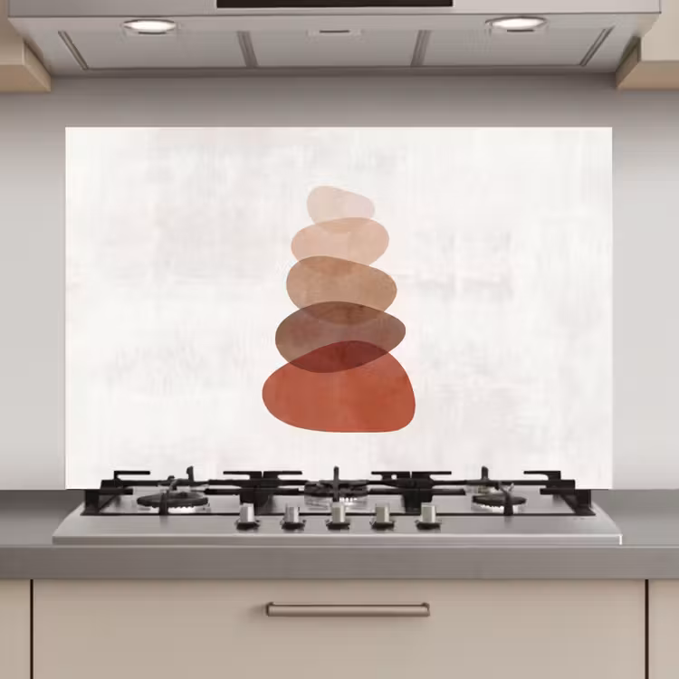 Spatscherm keuken - Abstractie - Gestapeld - Balans - Modern - Aardetinten — 1