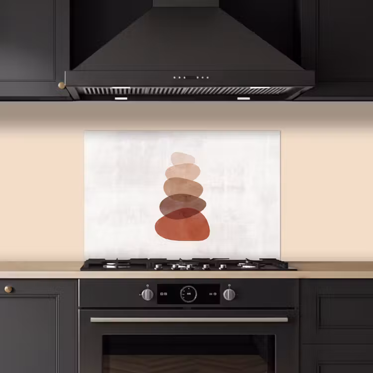Spatscherm keuken - Abstractie - Gestapeld - Balans - Modern - Aardetinten — 2