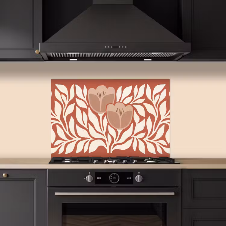 Spatscherm keuken - Bloemen - Abstract - Modern - Beige - Natuur — 2