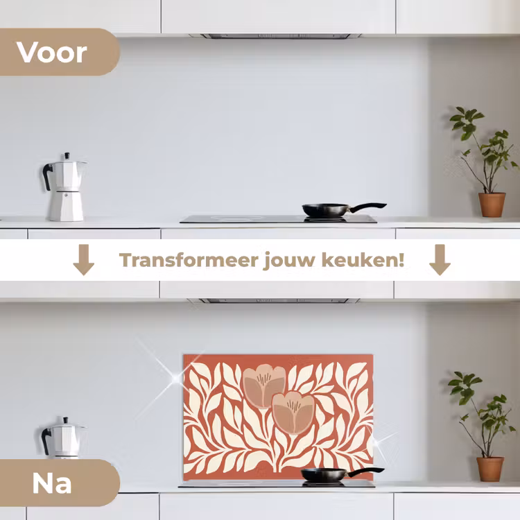 Spatscherm keuken - Bloemen - Abstract - Modern - Beige - Natuur — 3