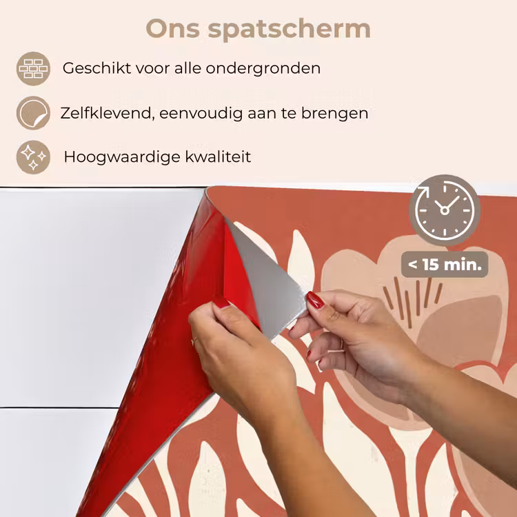Spatscherm keuken - Bloemen - Abstract - Modern - Beige - Natuur — 4