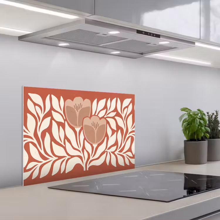 Spatscherm keuken - Bloemen - Abstract - Modern - Beige - Natuur — 5