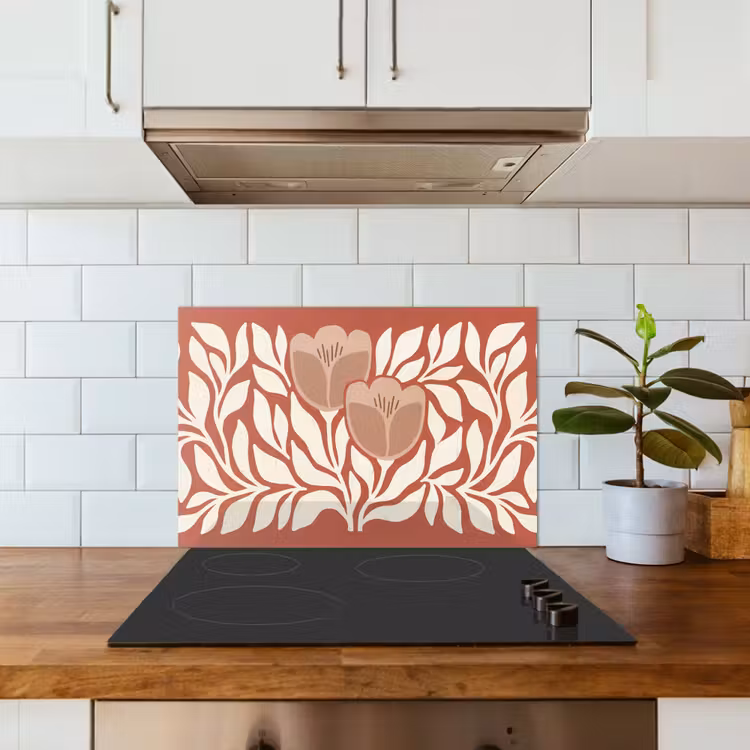 Spatscherm keuken - Bloemen - Abstract - Modern - Beige - Natuur — 6