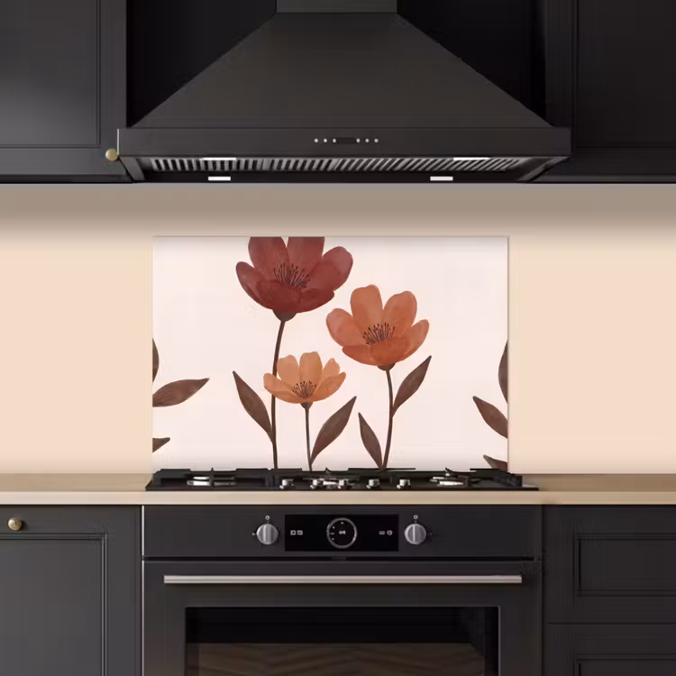 Spatscherm keuken - Bloemen - Abstract - Modern - Bruin - Decoratief — 2