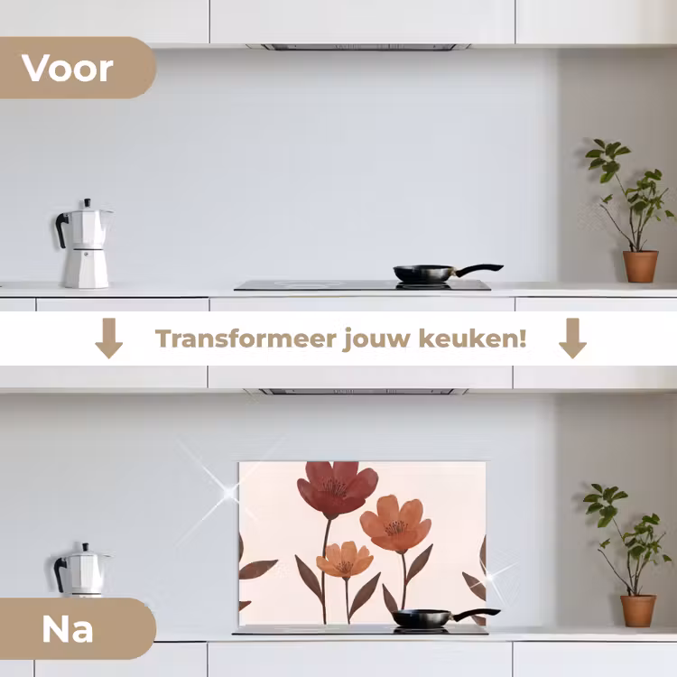 Spatscherm keuken - Bloemen - Abstract - Modern - Bruin - Decoratief — 3