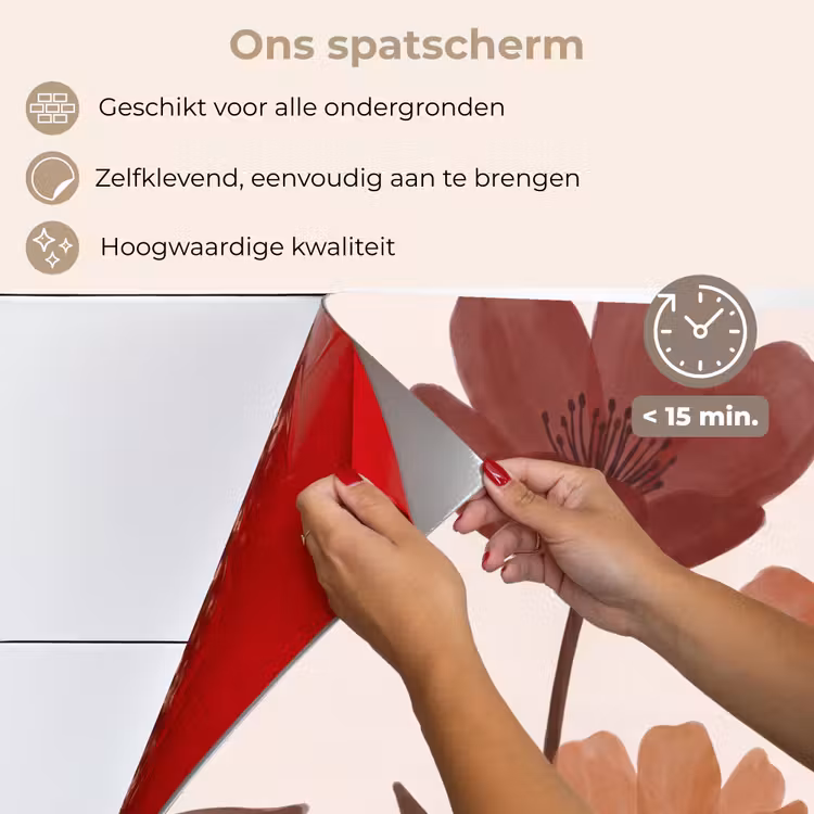 Spatscherm keuken - Bloemen - Abstract - Modern - Bruin - Decoratief — 4