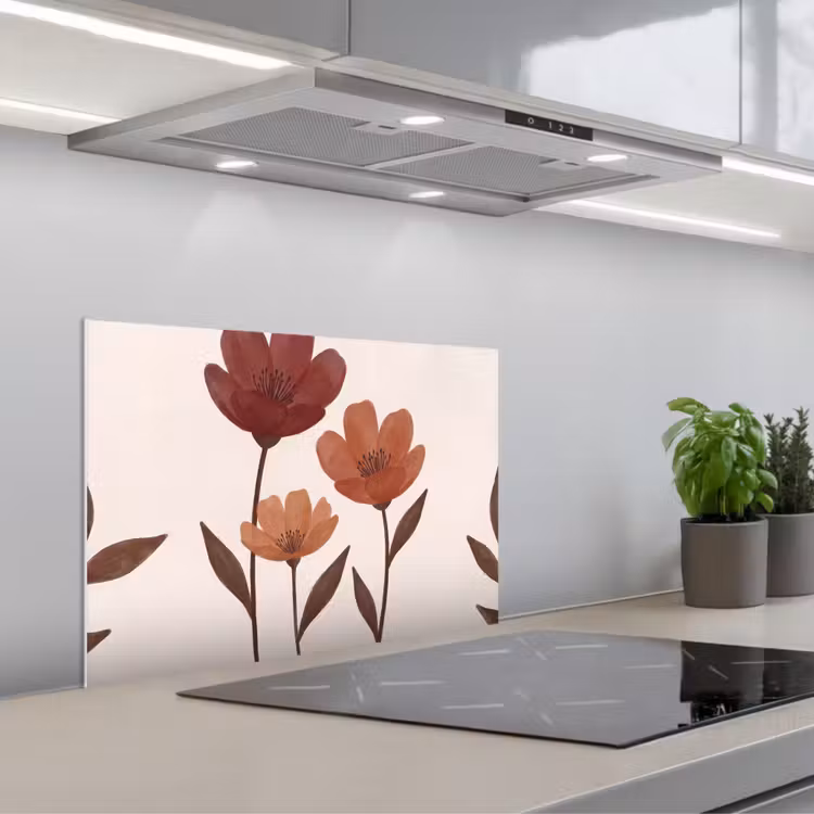 Spatscherm keuken - Bloemen - Abstract - Modern - Bruin - Decoratief — 5