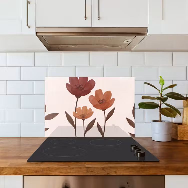 Spatscherm keuken - Bloemen - Abstract - Modern - Bruin - Decoratief — 6