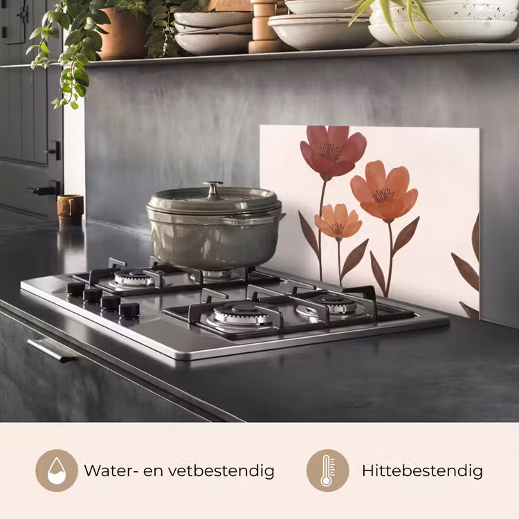 Spatscherm keuken - Bloemen - Abstract - Modern - Bruin - Decoratief — 7