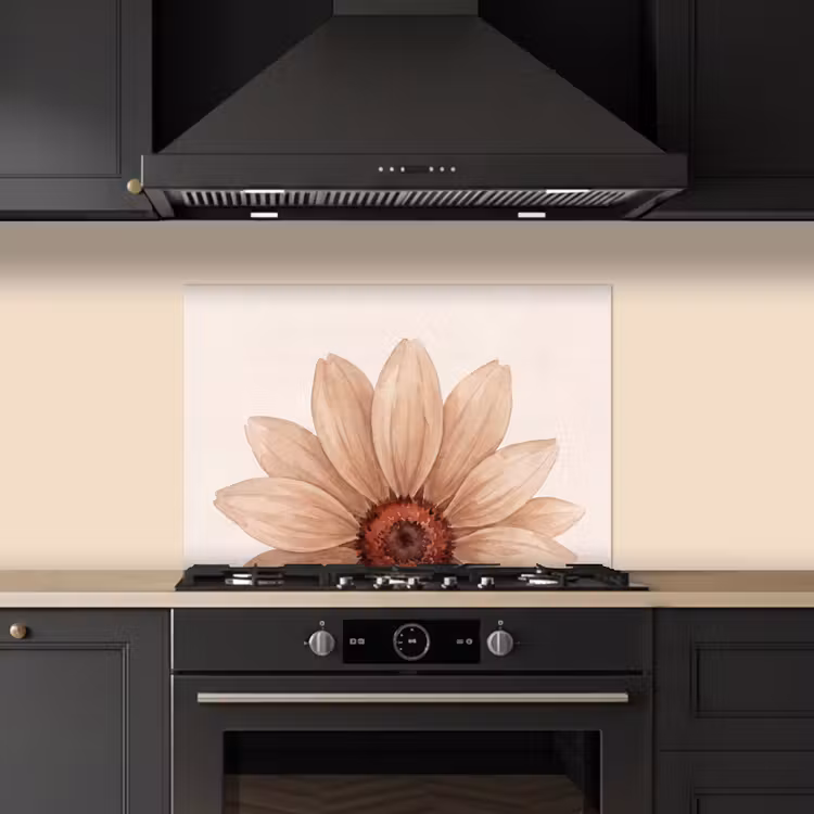 Spatscherm keuken - Bloemen - Bloemblad - Natuur - Aquarel - Beige — 2
